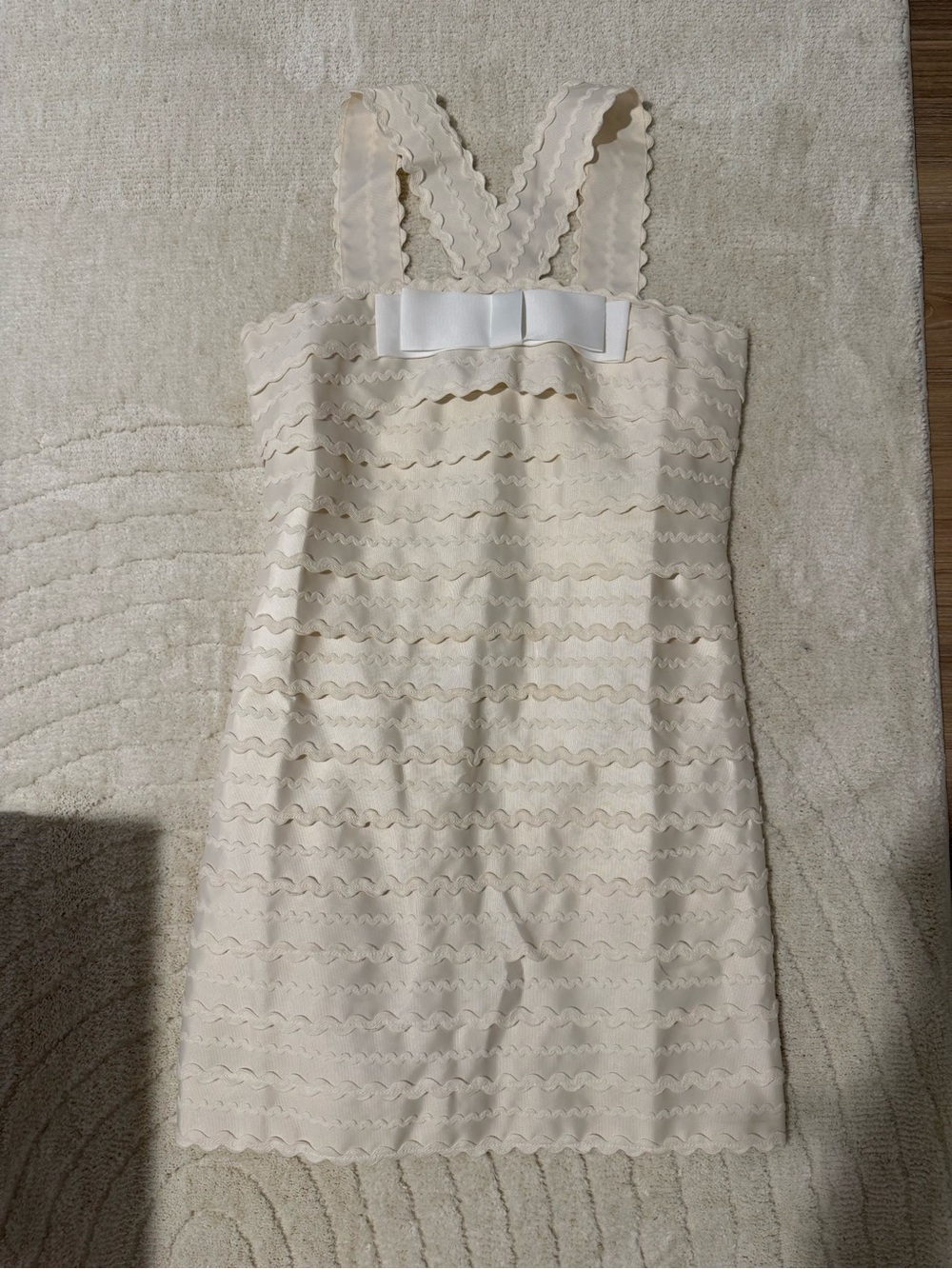 Marc by Marc Jacobs Cream Scalloped Strap Mini Dress with Bow
